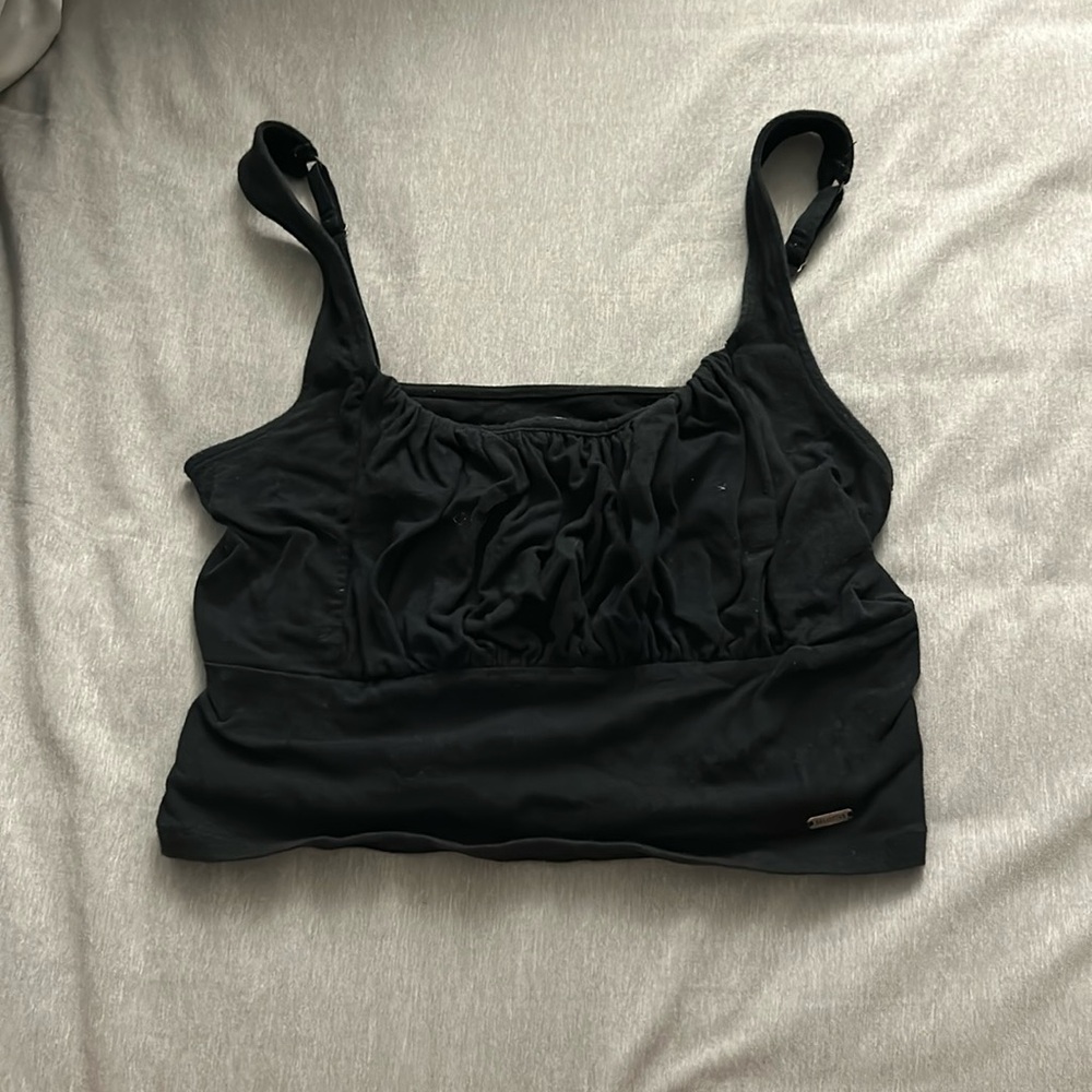 Black hollister tank small ruching detail